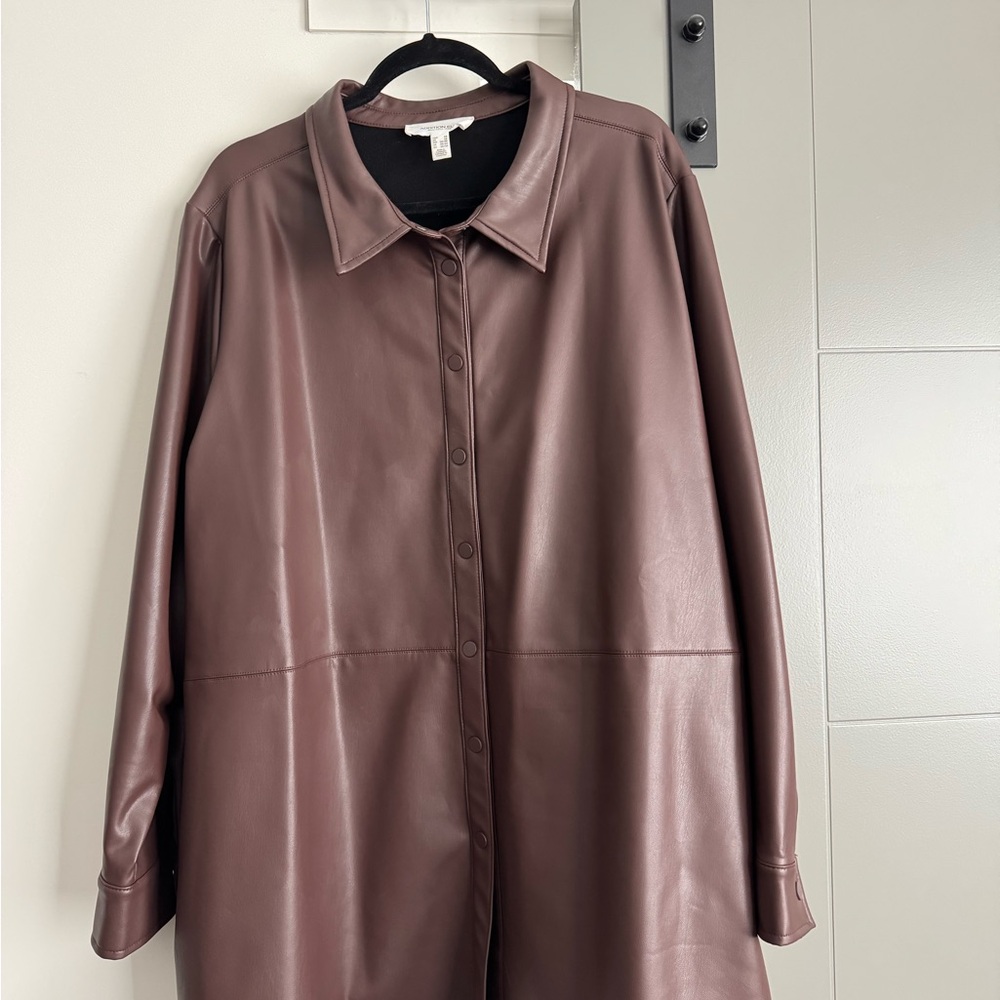 Women's Brown Leather Shacket